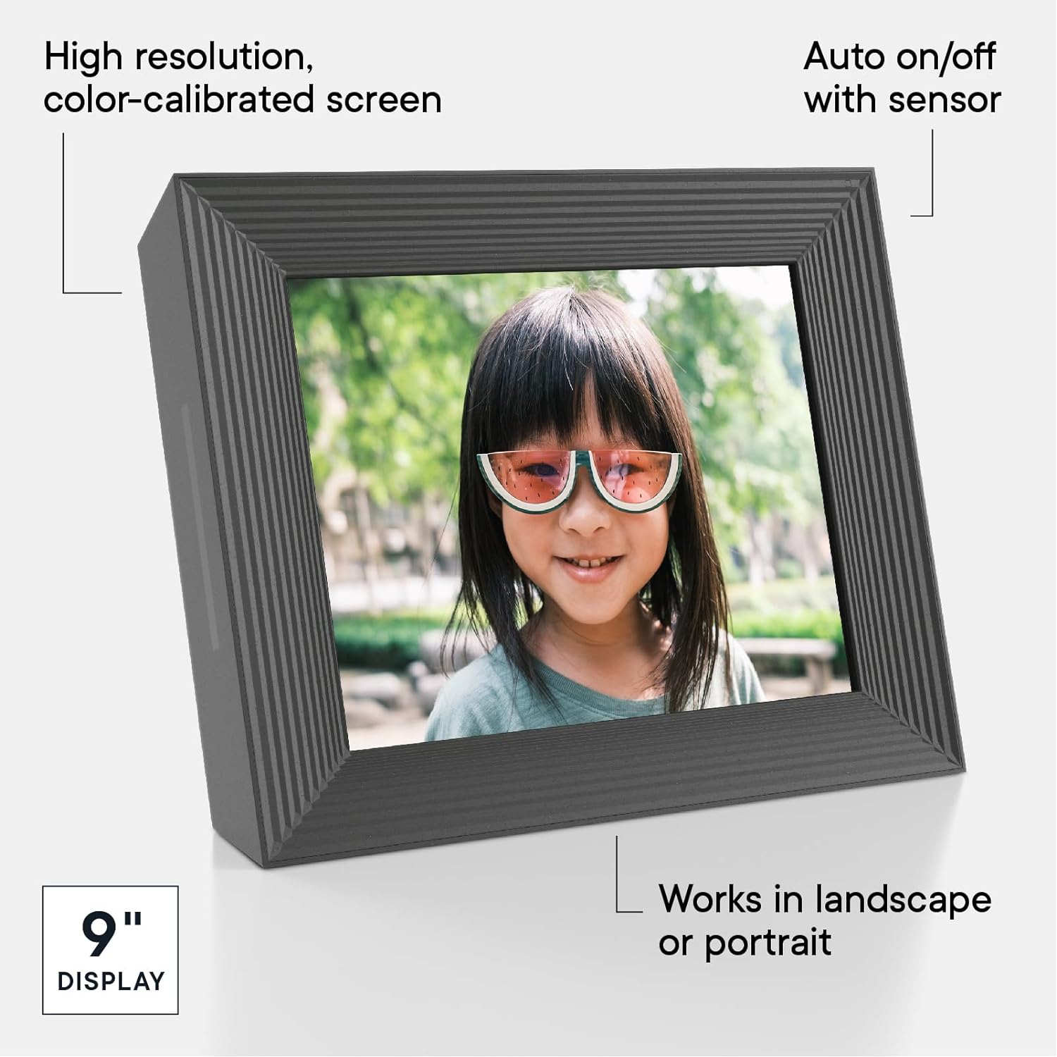 Aura Mason WiFi Digital Picture Frame | Wirecutter's Best Digital Frame for Gifting | Send Photos from Your Phone | Quick, Easy Setup in Aura App | Free Unlimited Storage | Black 9