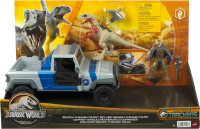 Mattel Jurassic World Search 'n Smash Truck Set with Atrociraptor Dinosaur & Human Action Figure, Vehicle with Destruct Features Truck & Atrociraptor