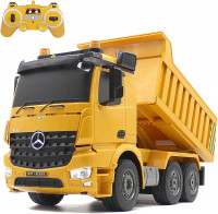 Fisca Remote Control Truck, 1/20 Scale 6 Channel 2.4Ghz RC Dump Truck Construction Vehicle Toy with LED Lights and Simulation Sound for Kids