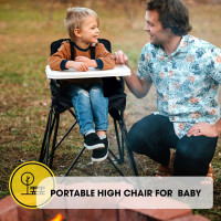 VEEYOO Baby High Chair with Removable Tray - Portable High Chair for Eating and Feeding, Indoor and Outdoor, Compact Fold, Black