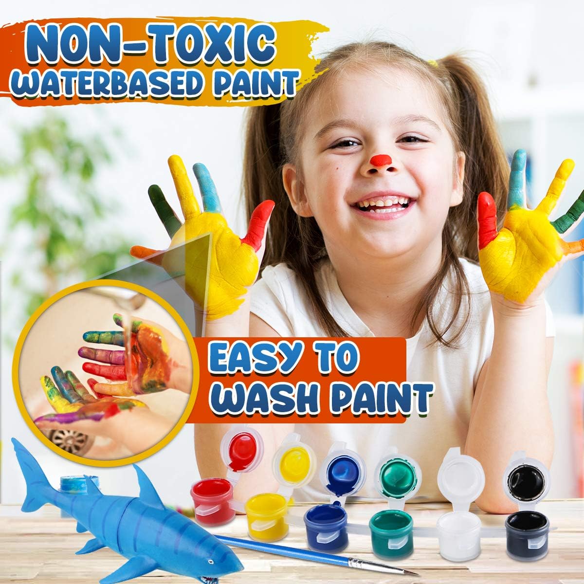 FUNZBO Sea Animals Painting Kits for Kids, Arts and Crafts with Art Supplies, Sea Creatures Ocean Paint Set, Summer Toy Toddlers Boys Girls Ages 3 4 5 6 7 8 Birthday Gift Party Favors Sea Animals Large