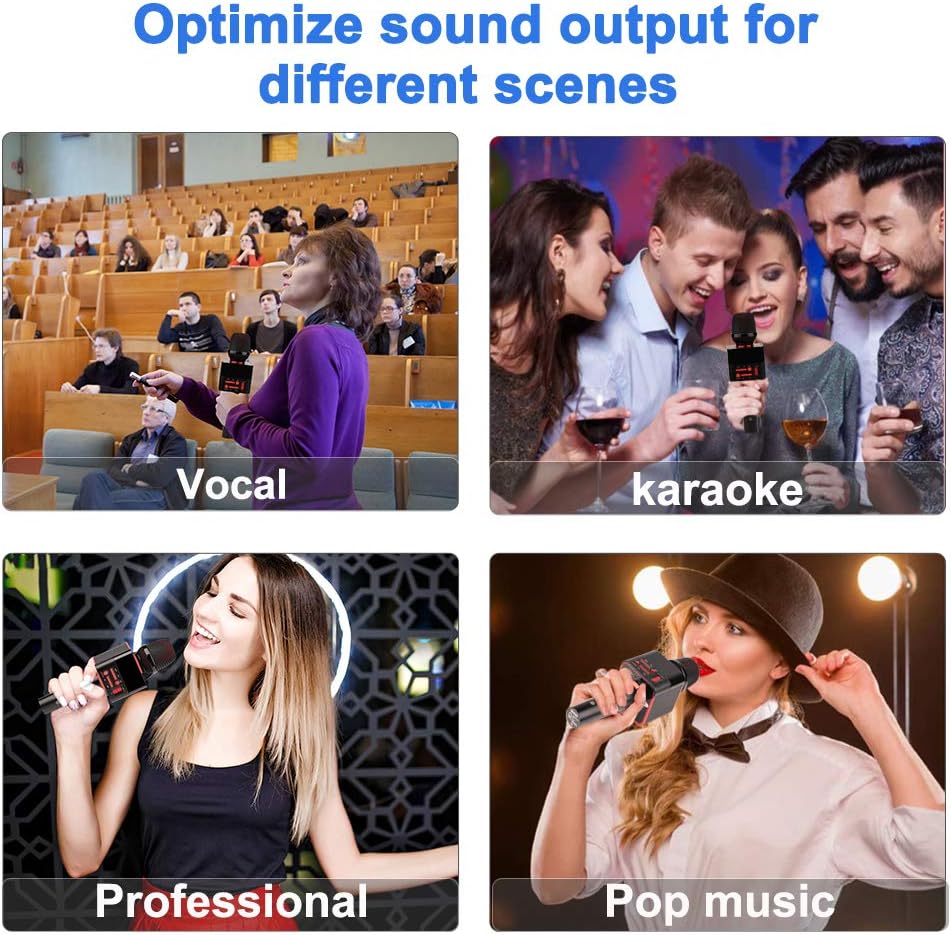 2049 X50 2x13w Cardioid Dynamic Karaoke Microphone, Handheld Wireless Bluetooth Karaoke Systems Karaoke Microphone for Home/Outdoor/Party/Classroom/Car Compatible with Smart phone/PC/Mp3/Mp4/TV