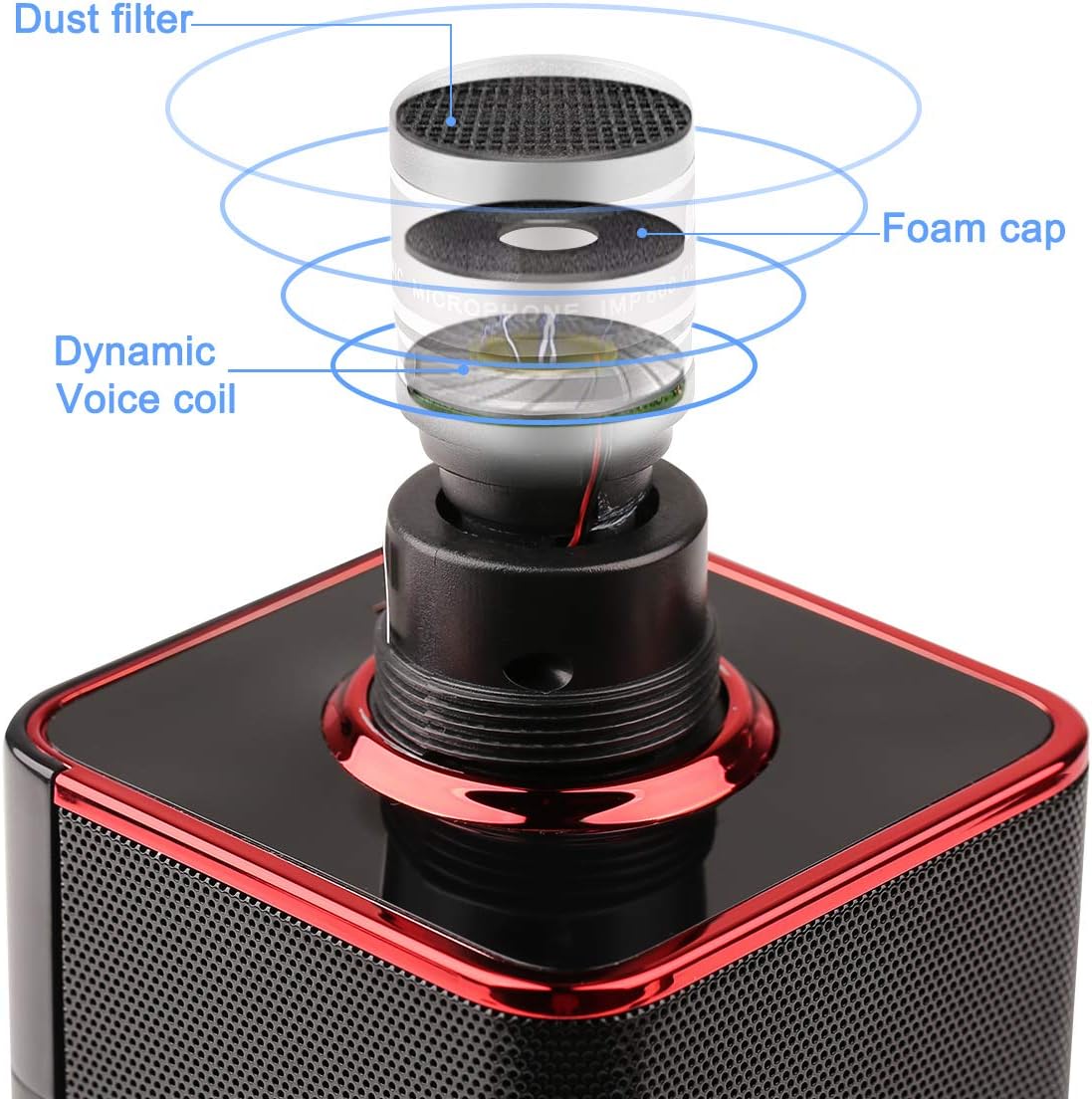 2049 X50 2x13w Cardioid Dynamic Karaoke Microphone, Handheld Wireless Bluetooth Karaoke Systems Karaoke Microphone for Home/Outdoor/Party/Classroom/Car Compatible with Smart phone/PC/Mp3/Mp4/TV