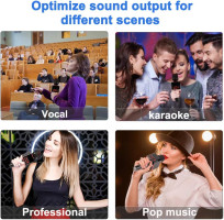 2049 X50 2x13w Cardioid Dynamic Karaoke Microphone, Handheld Wireless Bluetooth Karaoke Systems Karaoke Microphone for Home/Outdoor/Party/Classroom/Car Compatible with Smart phone/PC/Mp3/Mp4/TV