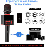 2049 X50 2x13w Cardioid Dynamic Karaoke Microphone, Handheld Wireless Bluetooth Karaoke Systems Karaoke Microphone for Home/Outdoor/Party/Classroom/Car Compatible with Smart phone/PC/Mp3/Mp4/TV