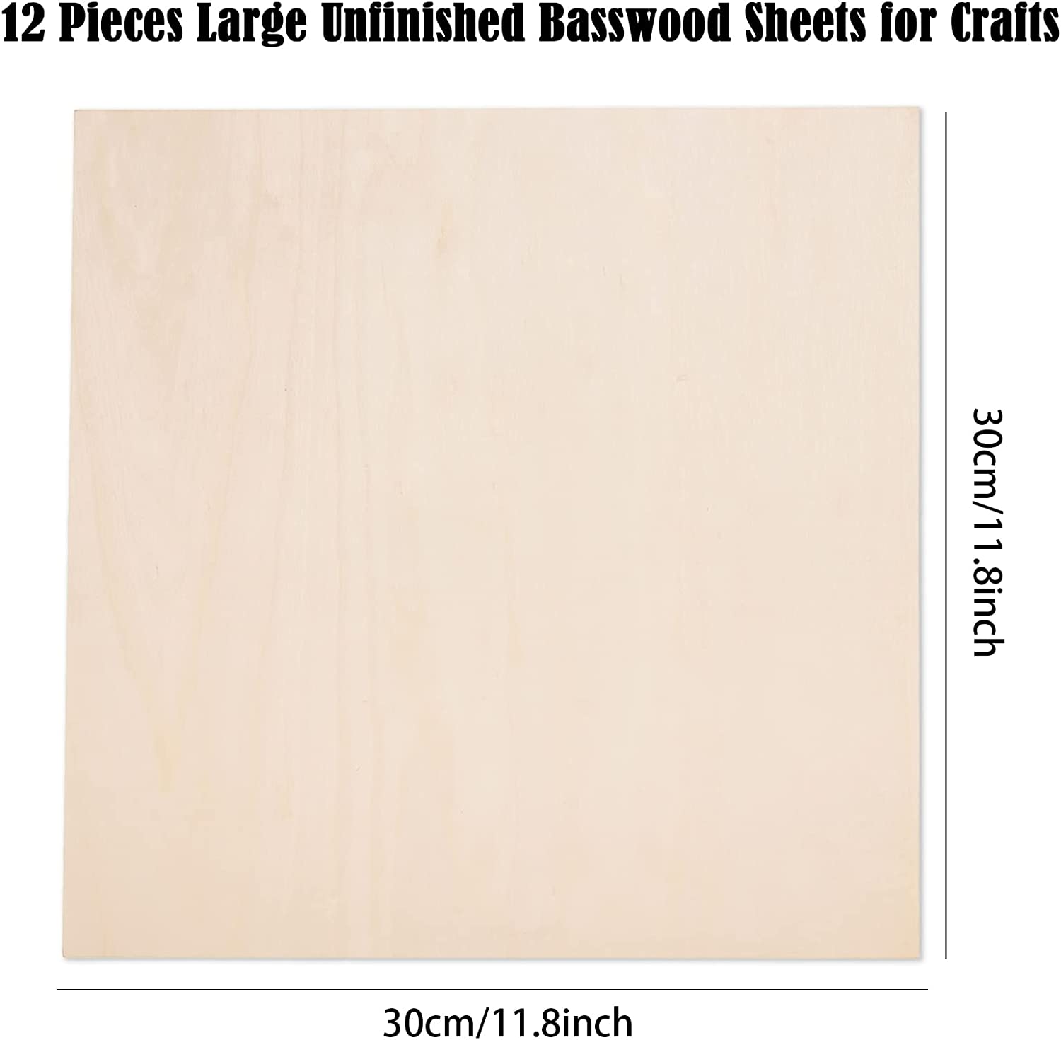 20 Pack 3mm Basswood Sheets Plywood Unfinished Wood (12 x 12 Inch