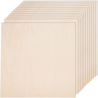 12 Pack Basswood Sheets for Crafts-12 x 12 x 1/8 Inch- 3mm Thick Plywood Sheets with Smooth Surfaces-Unfinished Squares Wood Boards for Laser Cutting, Wood Burning, Architectural Models, Staining 12 x 12 inch