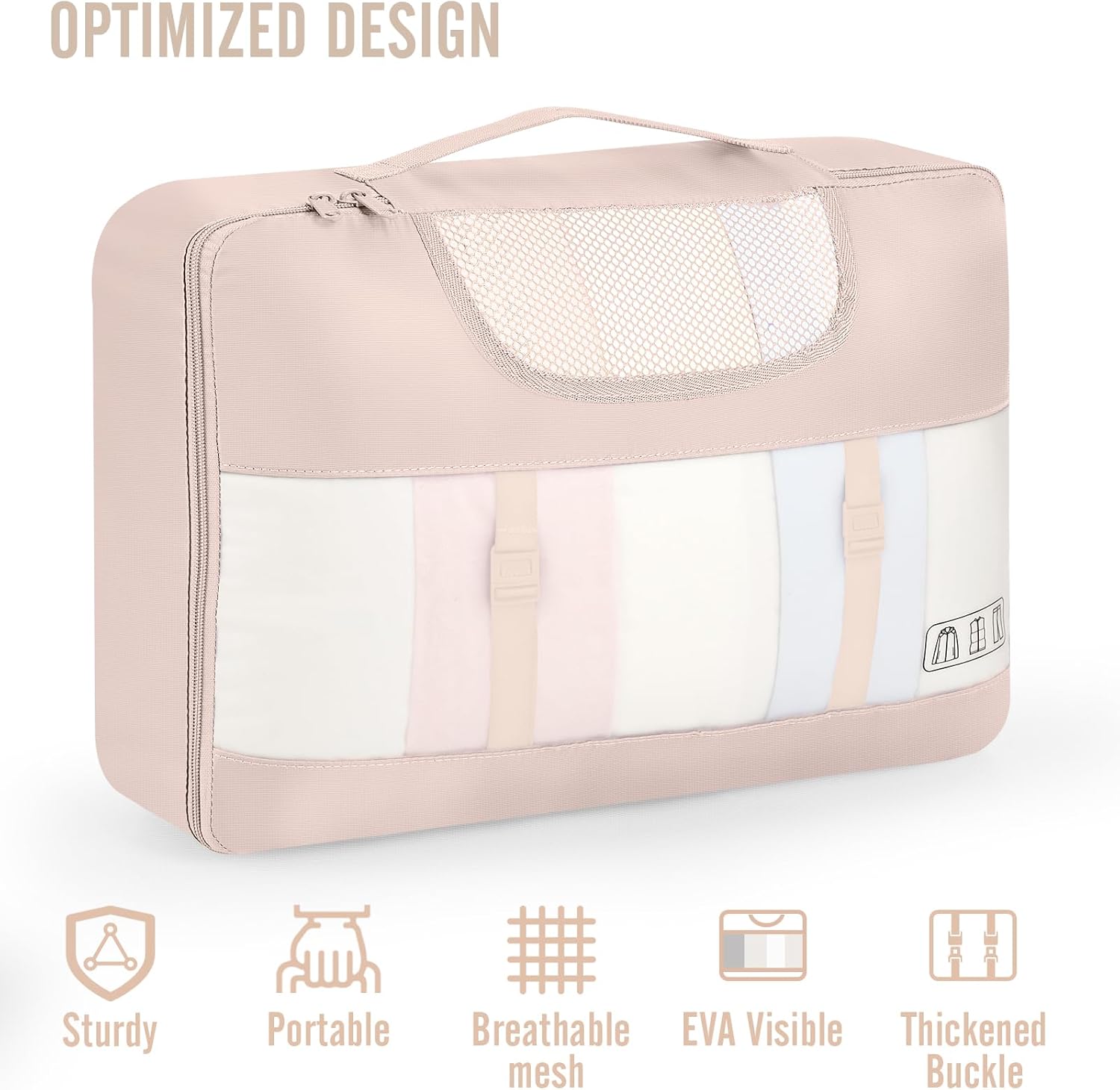 Veken 10 Set Packing Cubes for Travel, Beach Vacation Essentials Accessories for Cruise Ship, Suitcase Organizer Bags for Luggage with Hanging Toiletry & Shoe Bag, Birthday Gifts for Women Mom Her 10-Cream 10 Set
