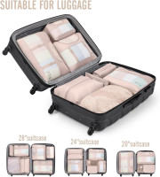 Veken 10 Set Packing Cubes for Travel, Beach Vacation Essentials Accessories for Cruise Ship, Suitcase Organizer Bags for Luggage with Hanging Toiletry & Shoe Bag, Birthday Gifts for Women Mom Her 10-Cream 10 Set