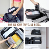 Veken 8 Set Packing Cubes for Travel Essentials, Suitcase Organizer Bags Set for Luggage, Road Trip Travel Accessories in 4 Sizes (Extra Large, Large, Medium, Small), Black 01-Black 8 Set
