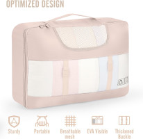 Veken 10 Set Packing Cubes for Travel, Beach Vacation Essentials Accessories for Cruise Ship, Suitcase Organizer Bags for Luggage with Hanging Toiletry & Shoe Bag, Birthday Gifts for Women Mom Her 10-Cream 10 Set
