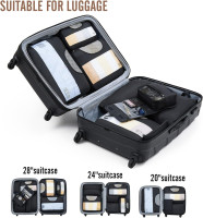 Veken 8 Set Packing Cubes for Travel Essentials, Suitcase Organizer Bags Set for Luggage, Road Trip Travel Accessories in 4 Sizes (Extra Large, Large, Medium, Small), Black 01-Black 8 Set