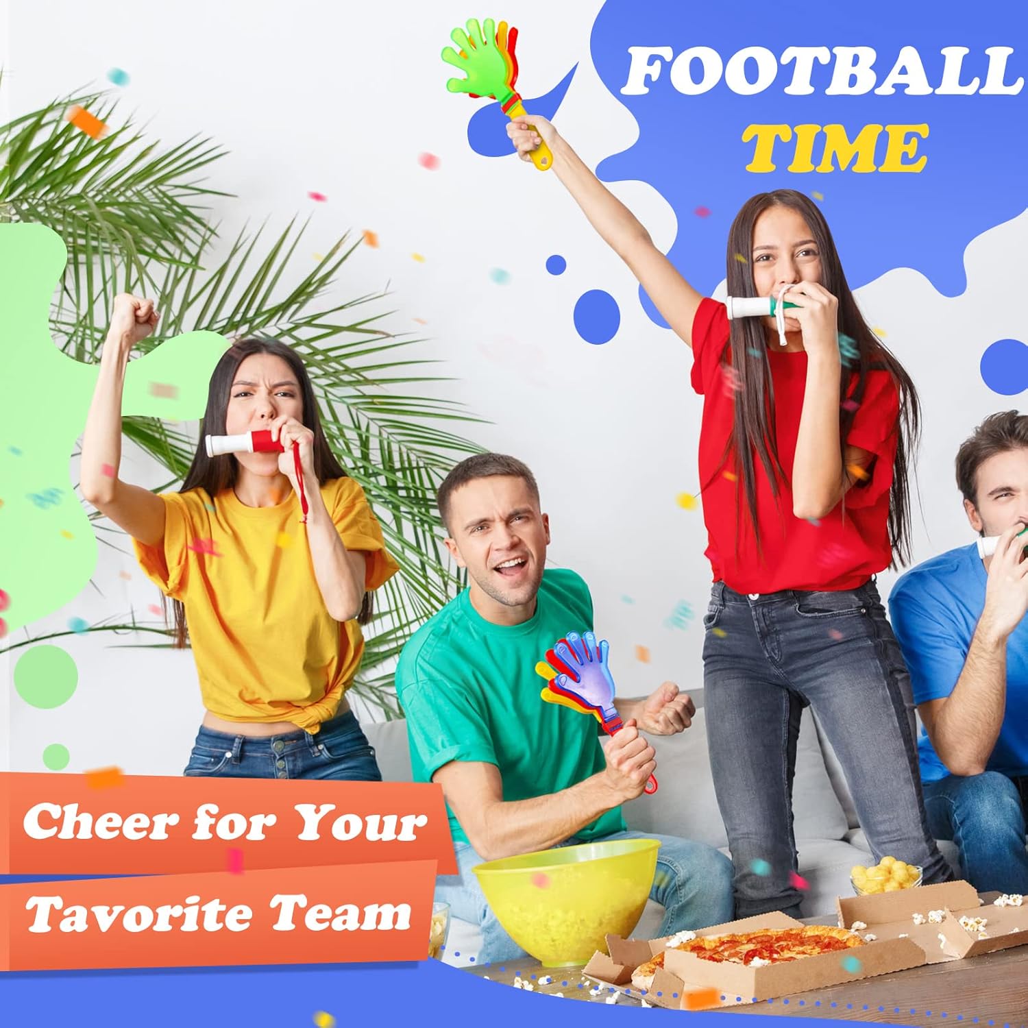Sratte 80 Pcs 7.5 Inch Hand Clappers Noisemakers Bulk Clappers Noisemakers Party Favors Mini Hand Soundboard Plastic Noise Makers for Sporting Events Fiesta Birthday Game Rewards Cheers Supplies