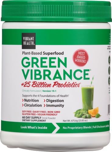 Vibrant Health Green Vibrance Powder, 23.28 oz 60 Servings (Pack of 1) Standard Packaging