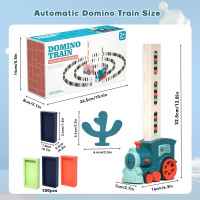 Domino Train Toy Set for Kids, 100 Pcs Automatic Dominoes Blocks Building and Stacking Toys Creative Kids Games Early Education Christmas Birthday Gift Boys Girls Age 3 4 5 6 Year Old (Cyan)