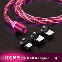 streamer magnetic absorption data cable with three light-emitting charging cables is applicable to Android Apple TYPE-C mobile phone fast charging cable
