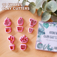 KEOKER Clay Cutters for Polymer Clay Jewelry, Cactus Polymer Clay Cutters for Earrings Jewelry Making, 10 Shapes Potted Plant Clay Earrings Cutters, Clay Cutters (Potted Plant Clay Cutters)