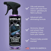 Proje Premium Car Care - Upholstery & Fabric Cleaner - Multi Surface Cleaner Spray - Eliminates Odors At The Source - Stain Remover For Carpet, Upholstery, Facbris,