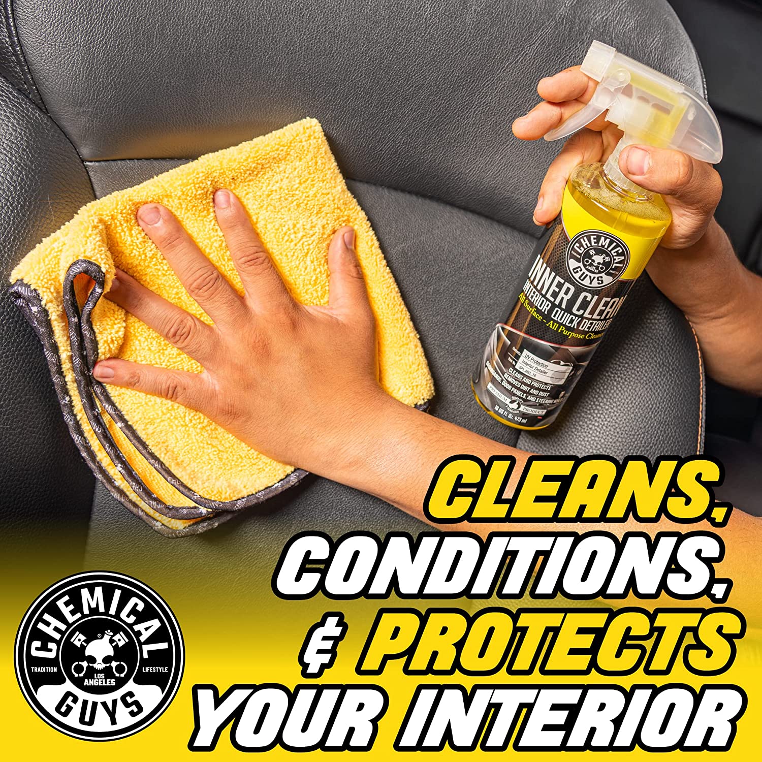 Chemical Guys SPI_663_16 InnerClean Interior Quick Detailer and Protectant (16 oz) , yellow InnerClean 16 oz