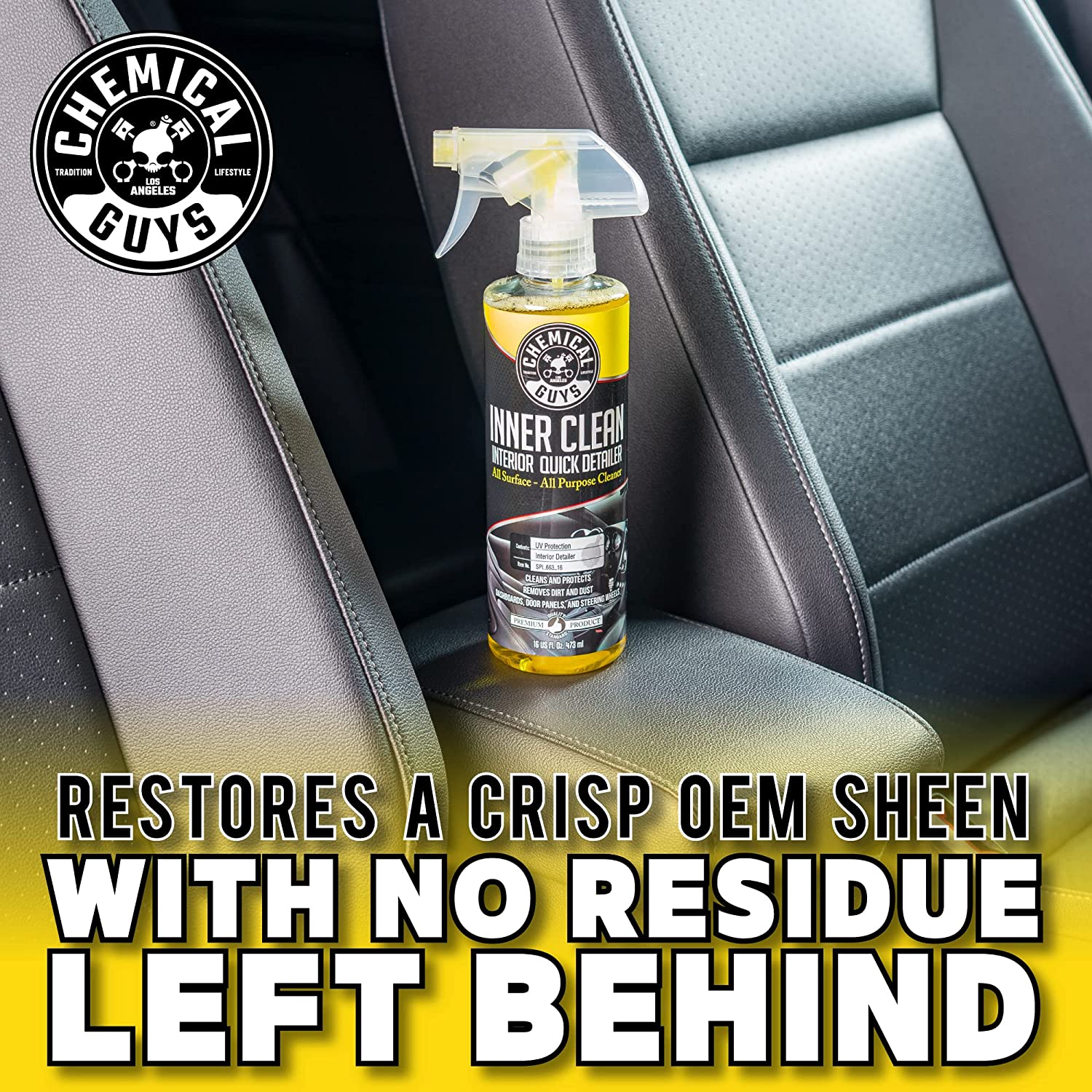 Chemical Guys SPI_663_16 InnerClean Interior Quick Detailer and Protectant (16 oz) , yellow InnerClean 16 oz