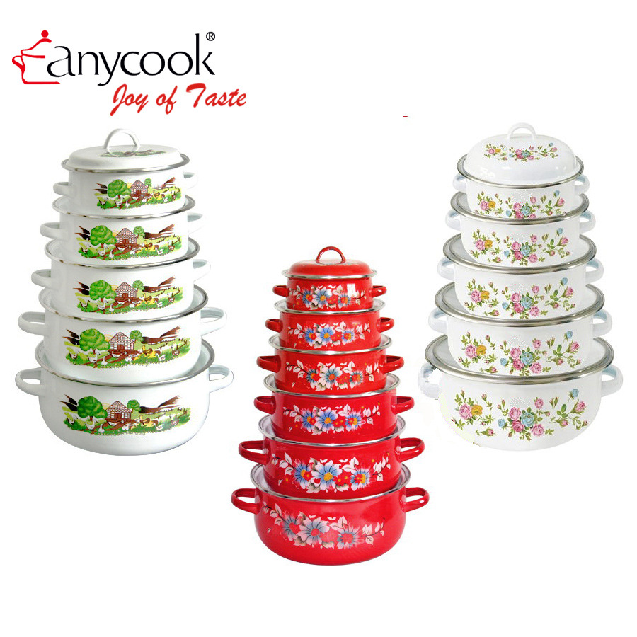 Anybook enamel enamel soup pot two-ear milk pot non-stick frying pan 5-piece enamel pot set 673D