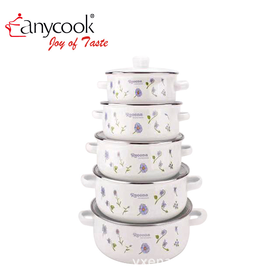 Anybook enamel enamel soup pot two-ear milk pot non-stick frying pan 5-piece enamel pot set 673D