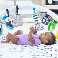 Sassy Stages STEM Developmental Play Gym, Sensory Tummy Time Activity Play Mat w/Built-in Instructions, Ultra Plush & Machine Washable Playmat for Babies & Toddlers, 0+ Months