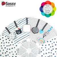Sassy Stages STEM Developmental Play Gym, Sensory Tummy Time Activity Play Mat w/Built-in Instructions, Ultra Plush & Machine Washable Playmat for Babies & Toddlers, 0+ Months