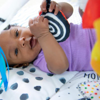 Sassy Stages STEM Developmental Play Gym, Sensory Tummy Time Activity Play Mat w/Built-in Instructions, Ultra Plush & Machine Washable Playmat for Babies & Toddlers, 0+ Months