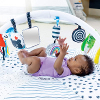 Sassy Stages STEM Developmental Play Gym, Sensory Tummy Time Activity Play Mat w/Built-in Instructions, Ultra Plush & Machine Washable Playmat for Babies & Toddlers, 0+ Months