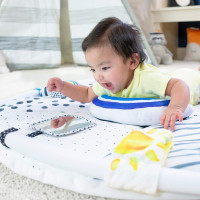Sassy Stages STEM Developmental Play Gym, Sensory Tummy Time Activity Play Mat w/Built-in Instructions, Ultra Plush & Machine Washable Playmat for Babies & Toddlers, 0+ Months