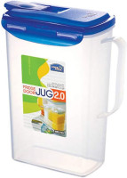 LocknLock Aqua Fridge Door Water Jug with Handle BPA Free Plastic Pitcher with Flip Top Lid Perfect for Making Teas and Juices, 2 Quarts, Blue 67.6 Ounces Blue