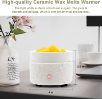 Wax Melts Candle Warmer Burner - Ceramic Fragrance Wax Warmer 3-in-1 Essential Oil Burner Electric Scented Fragrance Candle Melter for Scented Wax Tart Cube Aromatherapy Home Office Bedroom Gifts A-Leaf