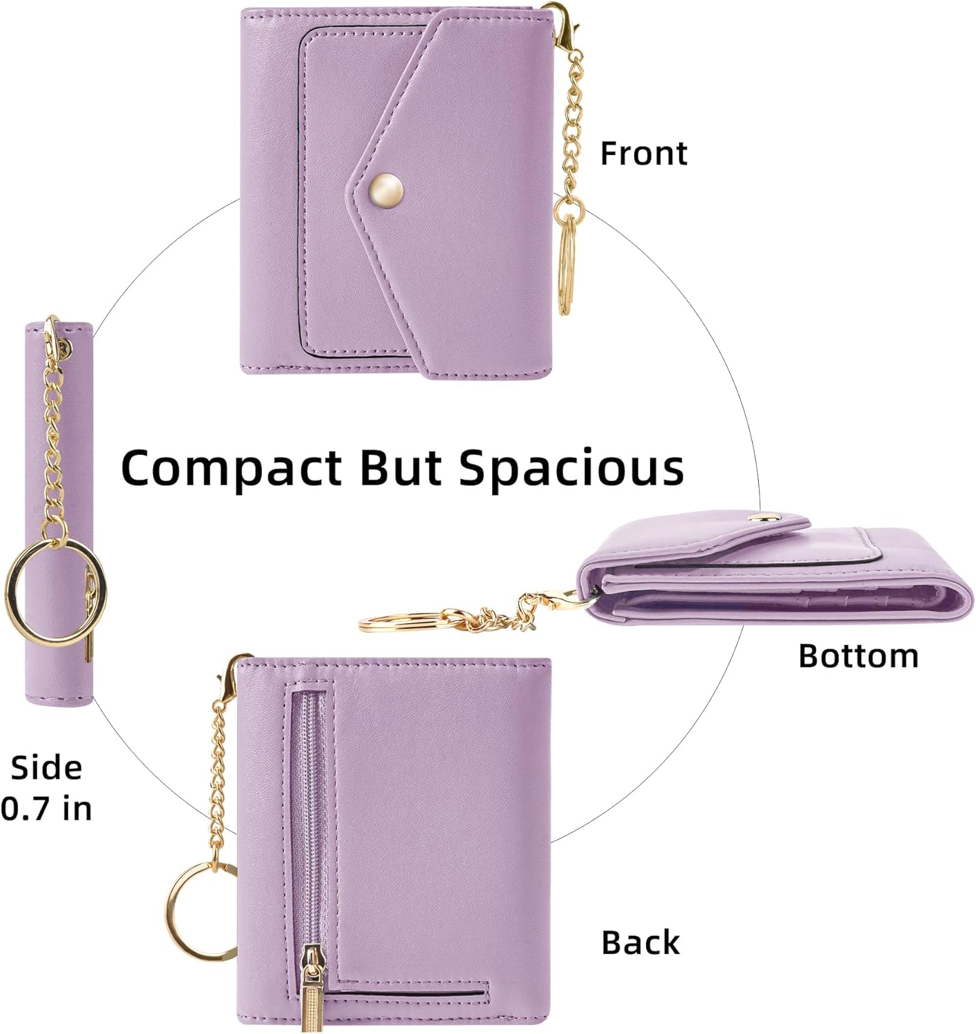 Gostwo Womens Wallet RFID Blocking Small Wallets Woman Credit Card Holder Trifold Ladies Wallets with Coins Zipper Pocket Purple