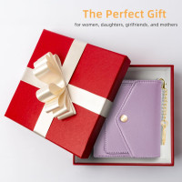Gostwo Womens Wallet RFID Blocking Small Wallets Woman Credit Card Holder Trifold Ladies Wallets with Coins Zipper Pocket Purple
