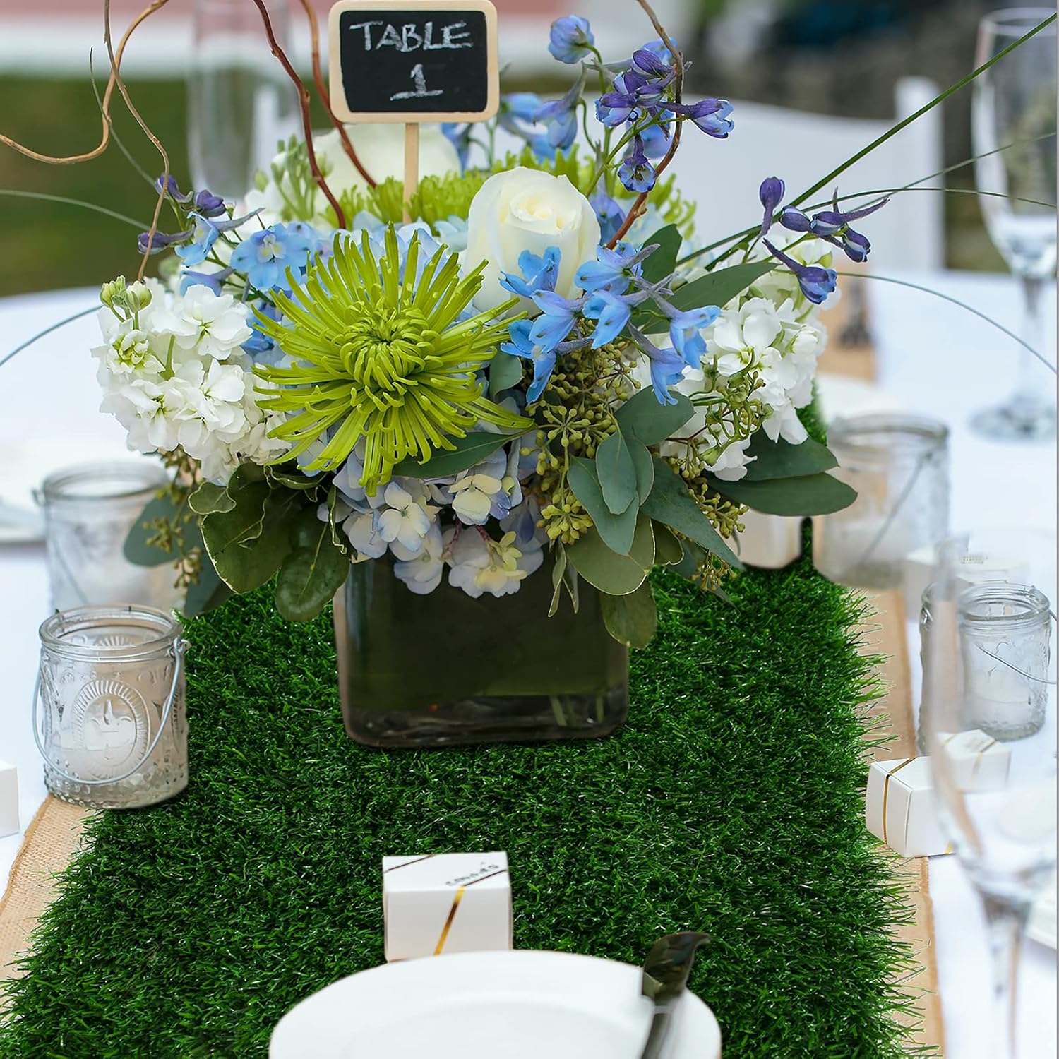 XLX TURF Artificial Grass Table Runner 12 x 36 Inch, Green Turf Table Runner Tabletop Decor Golf Theme Summer Spring Party Wedding Baby Bridal Shower 12 x 36 Inches