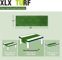 XLX TURF Artificial Grass Table Runner 12 x 36 Inch, Green Turf Table Runner Tabletop Decor Golf Theme Summer Spring Party Wedding Baby Bridal Shower 12 x 36 Inches