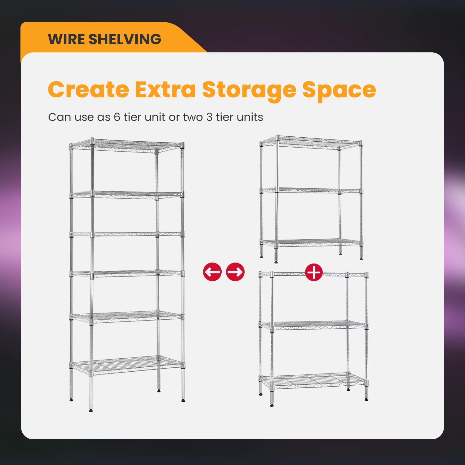 BestOffice Adjustable Wire Shelving Storage Shelves Heavy Duty Shelving Unit for Small Places Kitchen Garage (Chrome, 13