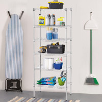 BestOffice Adjustable Wire Shelving Storage Shelves Heavy Duty Shelving Unit for Small Places Kitchen Garage (Chrome, 13