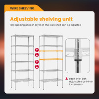 BestOffice Adjustable Wire Shelving Storage Shelves Heavy Duty Shelving Unit for Small Places Kitchen Garage (Chrome, 13