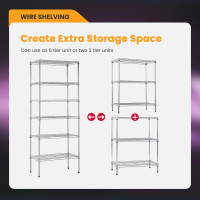 BestOffice Adjustable Wire Shelving Storage Shelves Heavy Duty Shelving Unit for Small Places Kitchen Garage (Chrome, 13