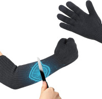 Kevlar-Sleeves Arm Protection Gloves, Heat Scratch Bite & Cut Resistant Safety Mechanic Sleeve, Long Arm Guard Protector for Thin Skin and Bruising Men Women Welding 1 Pair[2023 Protection Upgrade]