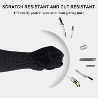 Kevlar-Sleeves Arm Protection Gloves, Heat Scratch Bite & Cut Resistant Safety Mechanic Sleeve, Long Arm Guard Protector for Thin Skin and Bruising Men Women Welding 1 Pair[2023 Protection Upgrade]