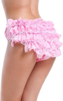 Women Sissy Frilly Puffy Pink Satin Panties Lingerie Underwear 3X-Large Pink