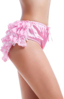 Women Sissy Frilly Puffy Pink Satin Panties Lingerie Underwear 3X-Large Pink