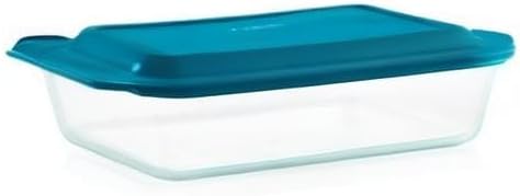 Pyrex Deep 9x13-Inch Glass Baking Dish with Lid, Deep Casserole Dish, Glass Food Container, Oven, Freezer and Microwave Safe, Clear Container 2pc Baking Set