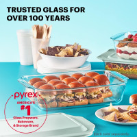 Pyrex Deep 9x13-Inch Glass Baking Dish with Lid, Deep Casserole Dish, Glass Food Container, Oven, Freezer and Microwave Safe, Clear Container 2pc Baking Set