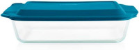 Pyrex Deep 9x13-Inch Glass Baking Dish with Lid, Deep Casserole Dish, Glass Food Container, Oven, Freezer and Microwave Safe, Clear Container 2pc Baking Set