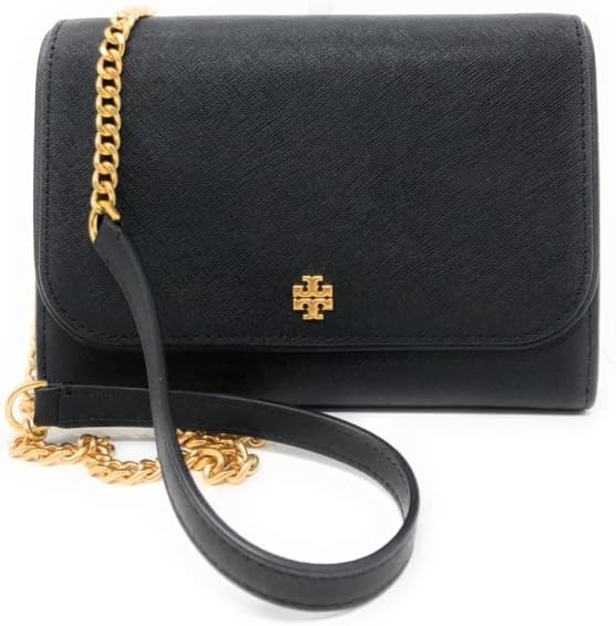 Tory Burch Emerson Flap Tory Gold Hardware Women's Shoulder Bag Black
