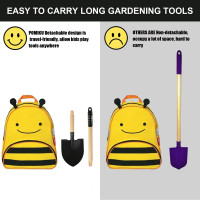 Kids Garden Tools, Rake and Shovel Set, 7 Pieces Gardening Tools for Yard, Beach, Camping Play, Outside Toys for Kids Ages 3 up Gift